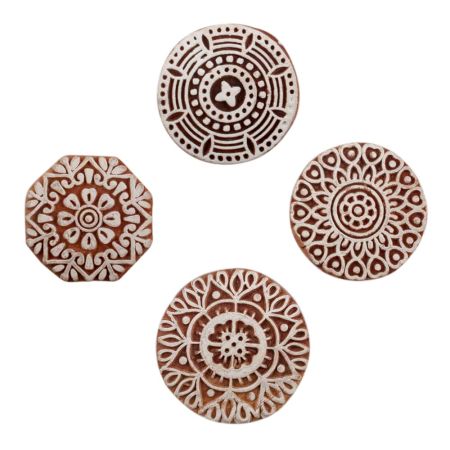 Set of 4 Piece New Mix Wooden Printing Block